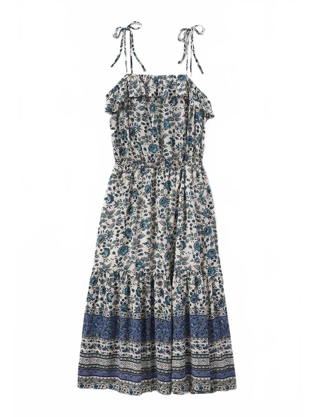 Matilda Jane Good Hart Maisie Floral Ruffle Midi Dress Large Blue White - Picture 1 of 9
